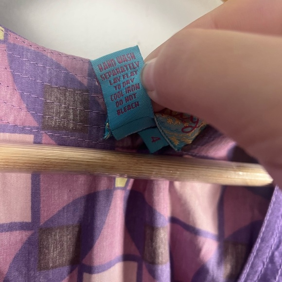 Anthropologie Plenty Tracy Reese Dress Purple Print Midi Size 4 button ruffle - Picture 3 of 6